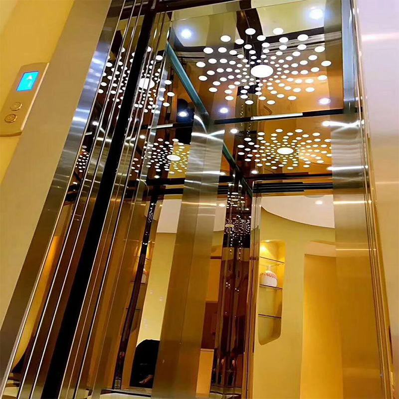 VTSP136 Dijelovi i pribor za dizalo Kabina za putnički lift s LED rasvjetom i vrhunskim ukrasom